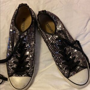Converse All Star Black and Silver Sequined Sneakers